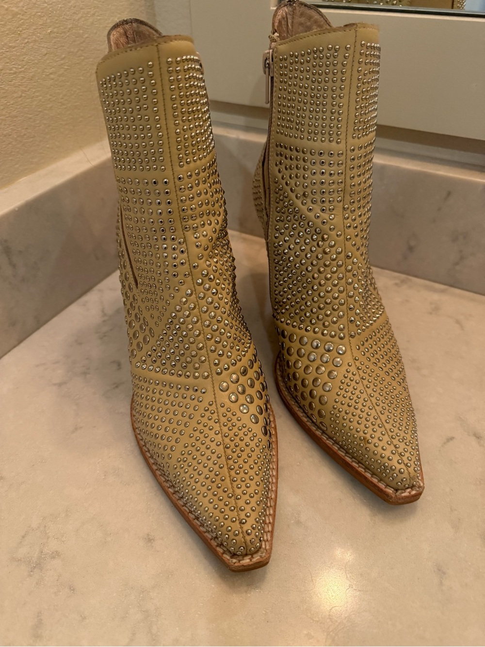 Jeffrey Campbell Beige Studded Pointed-Toe Ankle Boots